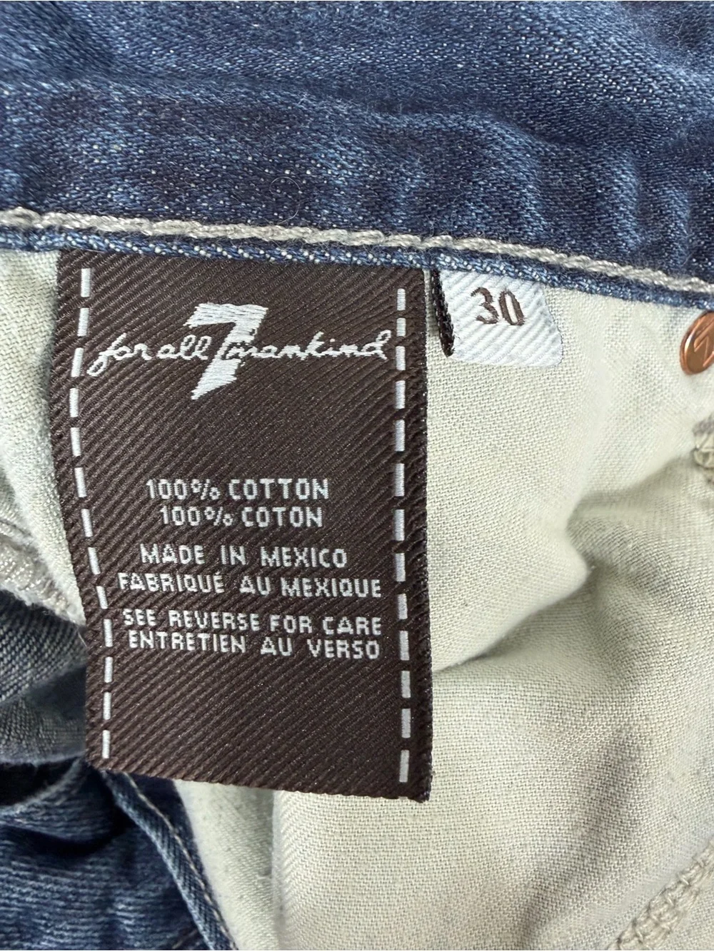 7 For All Mankind Slimmy Slim Straight Mens Jeans Blue Wash 30x32 Designer